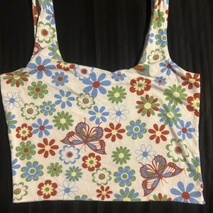 Floral tank top with butterfly and flower design🦋